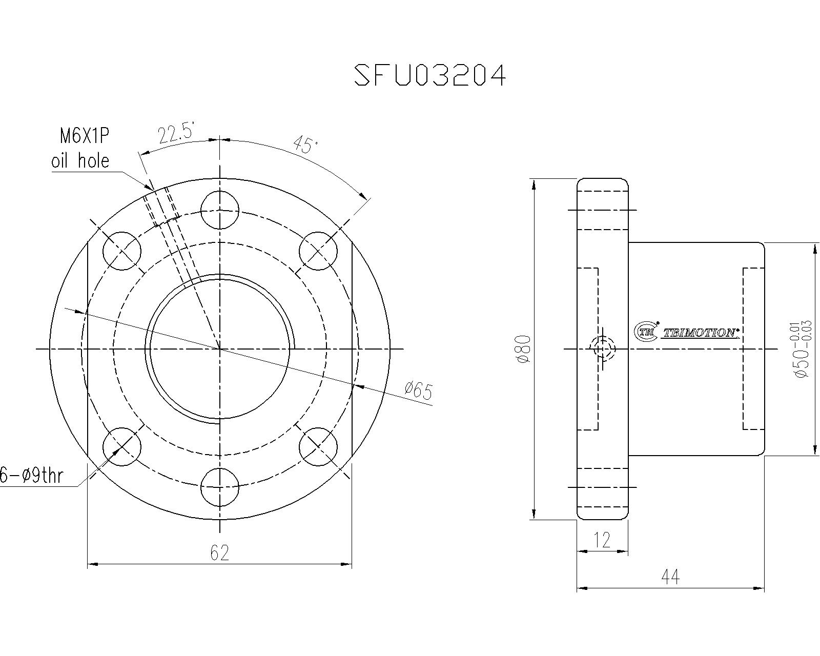 SFU3204-4滚珠丝杆螺母尺寸